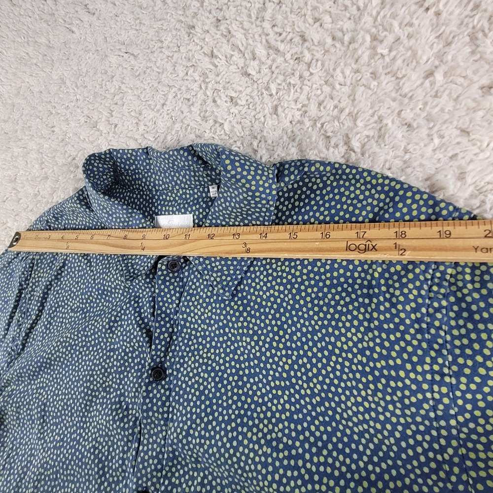 7 For All Mankind Button Down Mens Size XL Blue Green Polka Dot Geo Short Sleeve - Picture 4 of 10